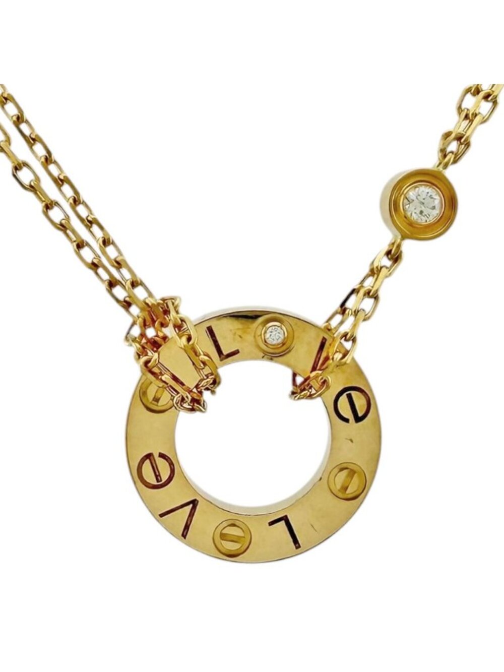 Cartier Love Circle Necklace 18k Gold Diamond